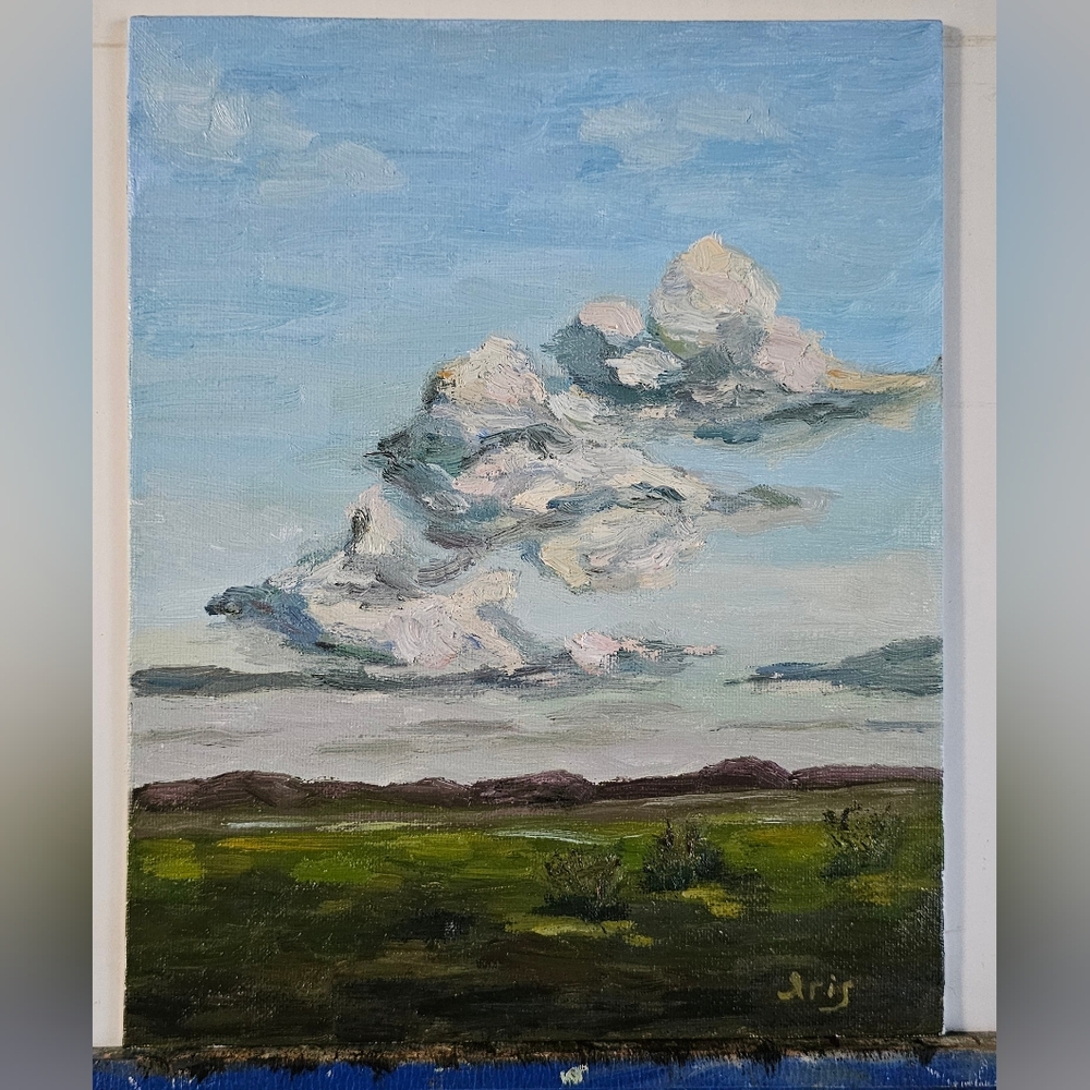 Abstract oil Painting Landscape,  Clouds